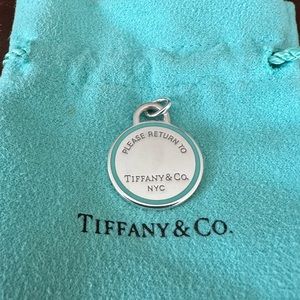 Return to Tiffany Round Tag Charm Blue Enamel